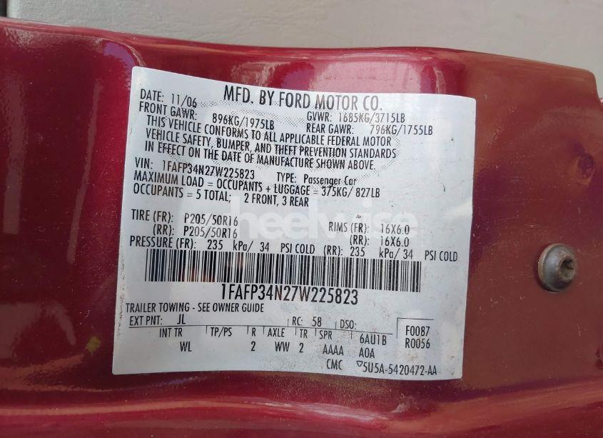 Photo 9 of 2007 Ford Focus S/SE/SES (VIN 1FAFP34N27W225823)