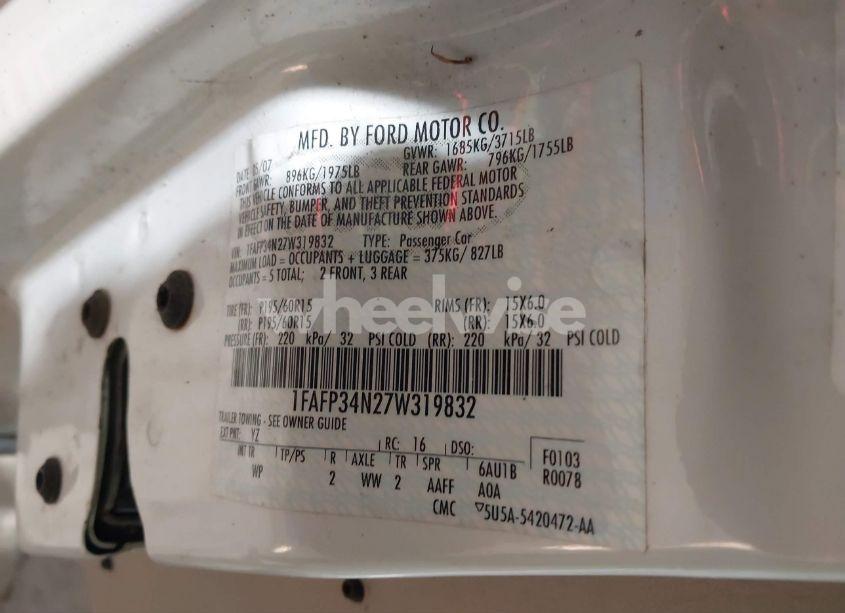 Photo 9 of 2007 Ford Focus S/SE/SES (VIN 1FAFP34N27W319832)