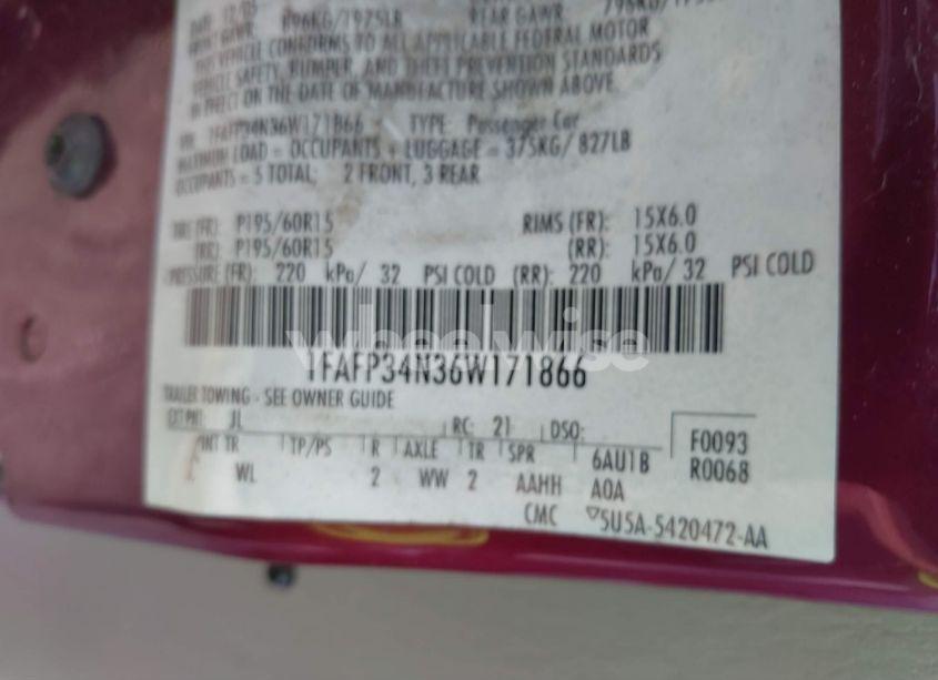 Photo 9 of 2006 Ford Focus ZX4 (VIN 1FAFP34N36W171866)