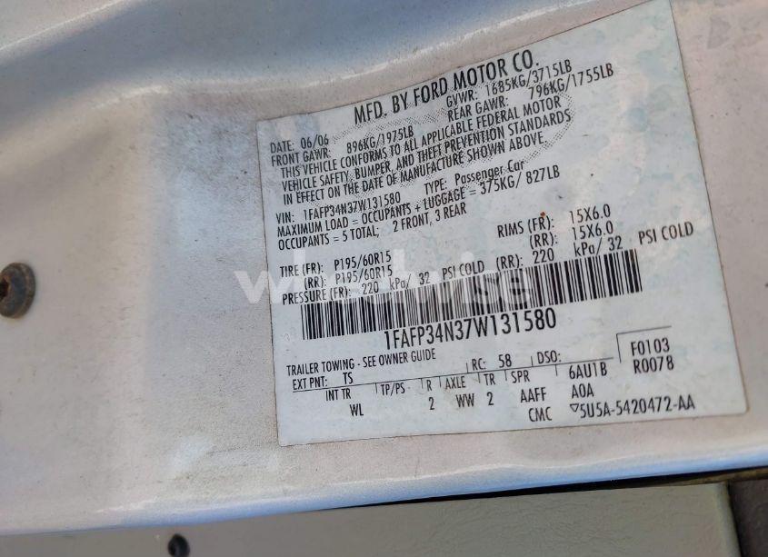 Photo 9 of 2007 Ford Focus S/SE/SES (VIN 1FAFP34N37W131580)