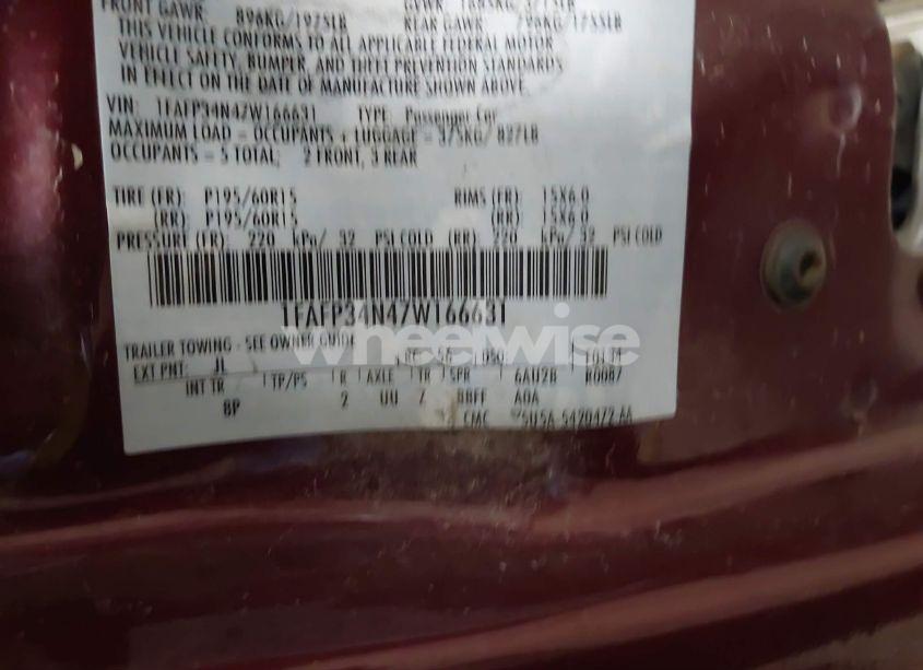 Photo 9 of 2007 Ford Focus S/SE/SES (VIN 1FAFP34N47W166631)