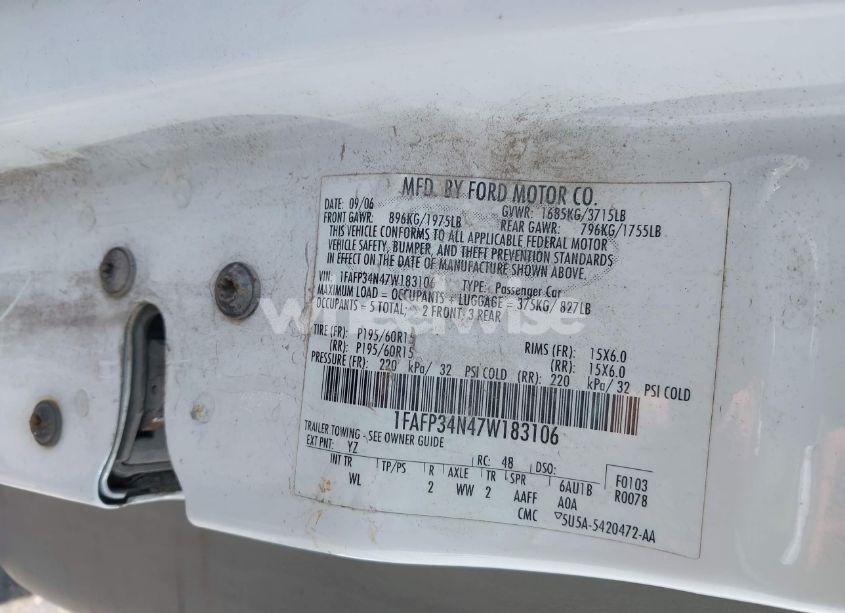 Photo 9 of 2007 Ford Focus S/SE/SES (VIN 1FAFP34N47W183106)