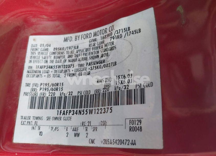 Photo 9 of 2005 Ford Focus ZX4 (VIN 1FAFP34N55W122375)