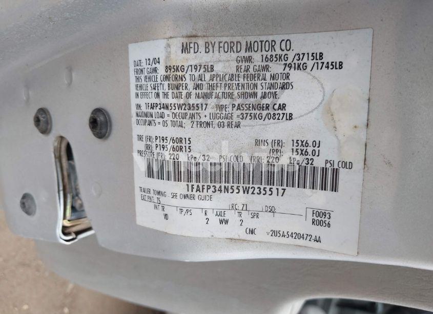 Photo 9 of 2005 Ford Focus ZX4 (VIN 1FAFP34N55W235517)