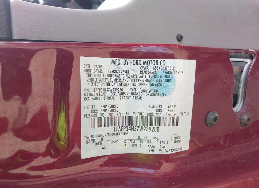 Photo 9 of 2007 Ford Focus S/SE/SES (VIN 1FAFP34N57W239280)