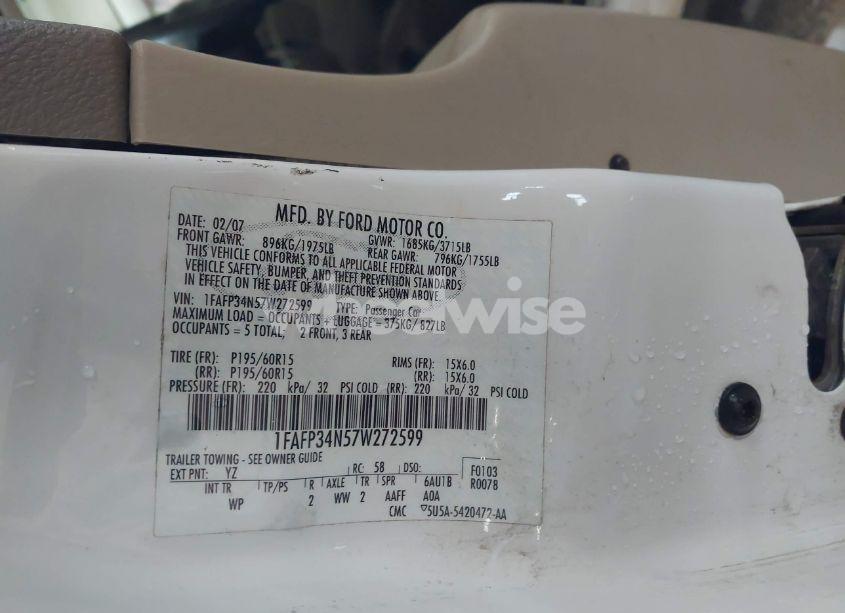 Photo 9 of 2007 Ford Focus S/SE/SES (VIN 1FAFP34N57W272599)