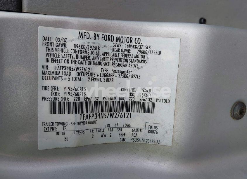 Photo 9 of 2007 Ford Focus S/SE/SES (VIN 1FAFP34N57W276121)