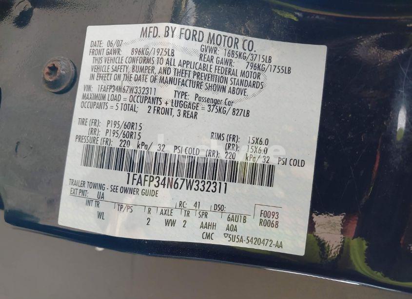 Photo 9 of 2007 Ford Focus S/SE/SES (VIN 1FAFP34N67W332311)