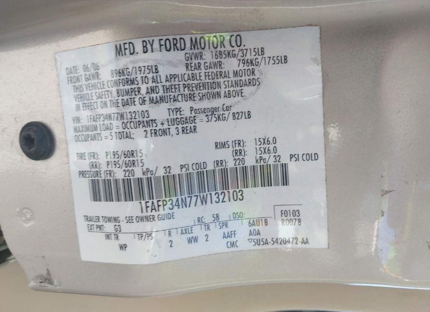 Photo 9 of 2007 Ford Focus S/SE/SES (VIN 1FAFP34N77W132103)