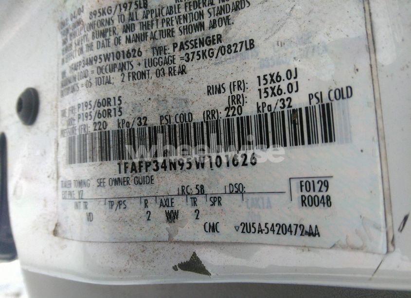 Photo 9 of 2005 Ford Focus ZX4 (VIN 1FAFP34N95W101626)