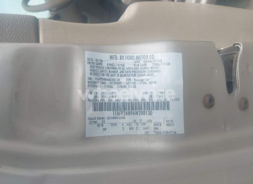 Photo 9 of 2006 Ford Focus ZX4 (VIN 1FAFP34N96W208130)