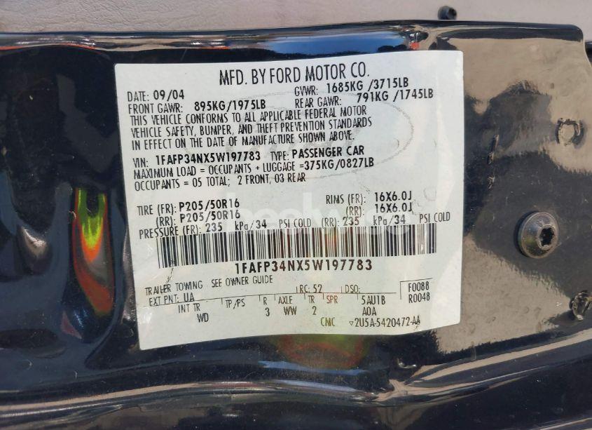 Photo 9 of 2005 Ford Focus (VIN 1FAFP34NX5W197783)