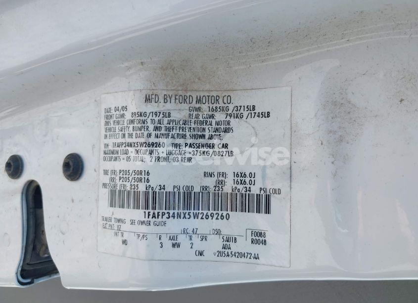 Photo 9 of 2005 Ford Focus ZX4 (VIN 1FAFP34NX5W269260)