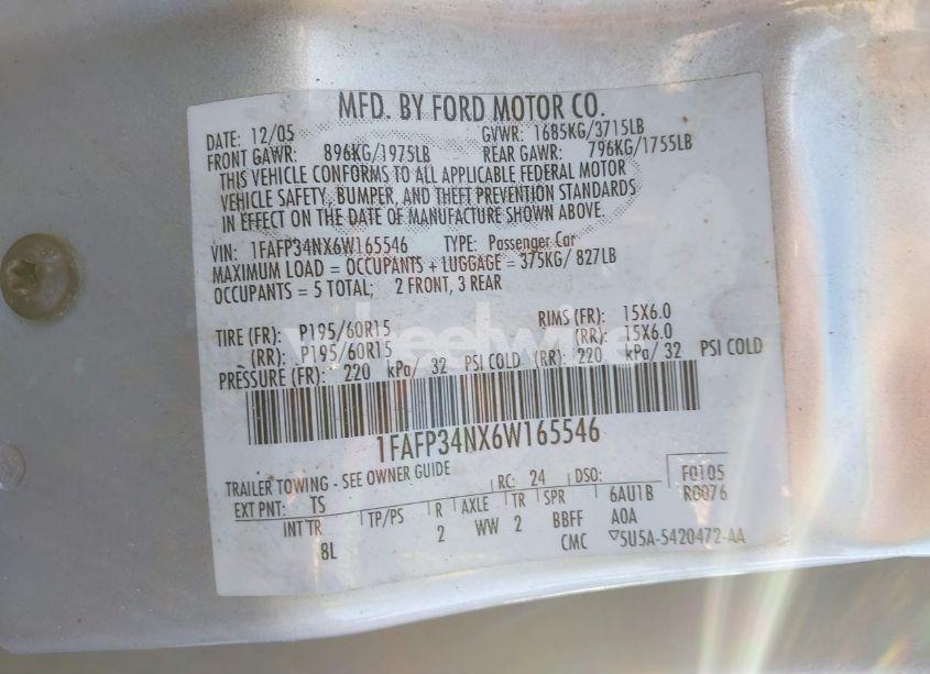 Photo 9 of 2006 Ford Focus ZX4 (VIN 1FAFP34NX6W165546)