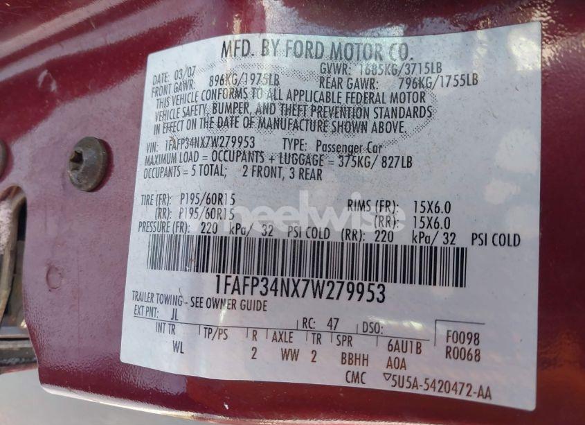 Photo 9 of 2007 Ford Focus S/SE/SES (VIN 1FAFP34NX7W279953)