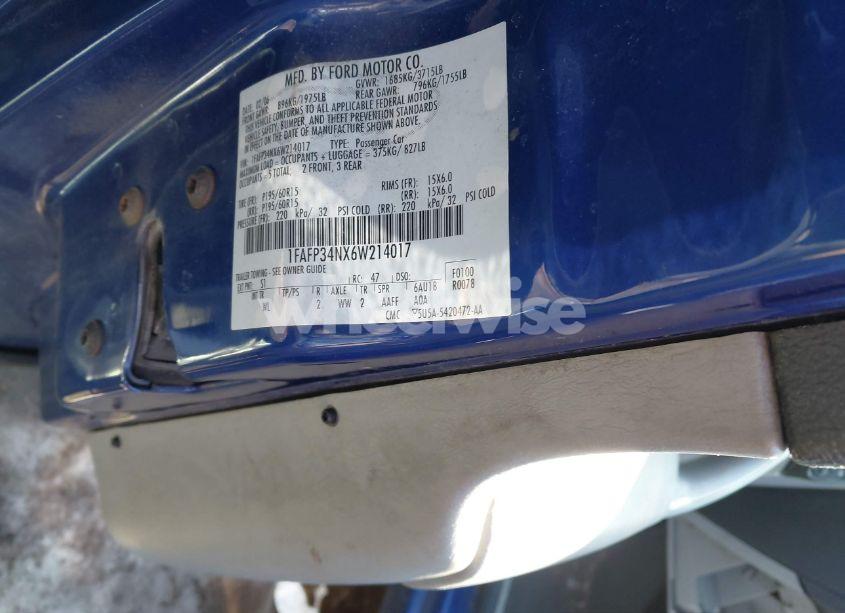 Photo 9 of 2006 Ford Focus ZX4 (VIN 1FAFP34NY6W214017)