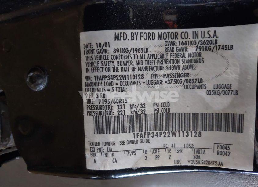 Photo 9 of 2002 Ford Focus SE (VIN 1FAFP34P22W113128)