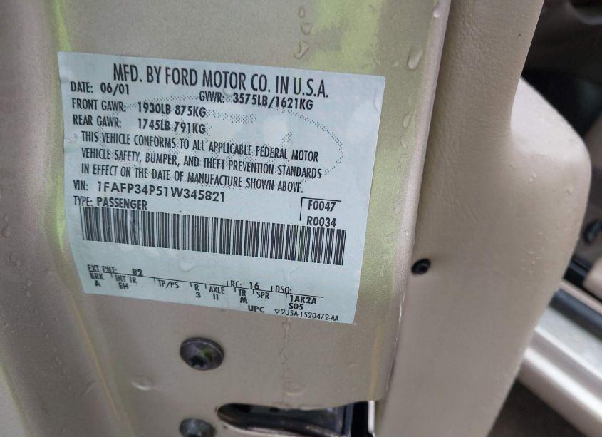 Photo 9 of 2001 Ford Focus SE (VIN 1FAFP34P51W345821)