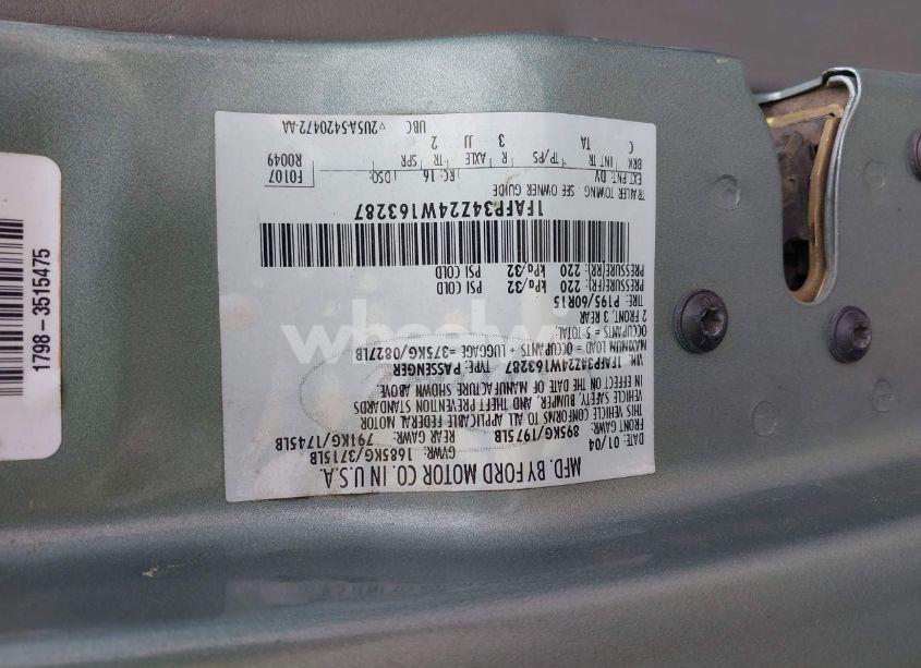 Photo 9 of 2004 Ford Focus SE (VIN 1FAFP34Z24W163287)