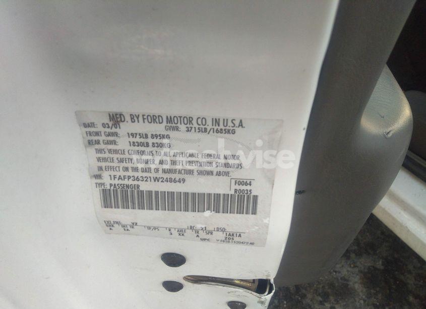 Photo 9 of 2001 Ford Focus SE STREET EDITION/SE (VIN 1FAFP36321W248649)