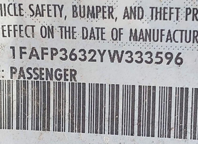 Photo 9 of 2000 Ford Focus SE (VIN 1FAFP3632YW333596)