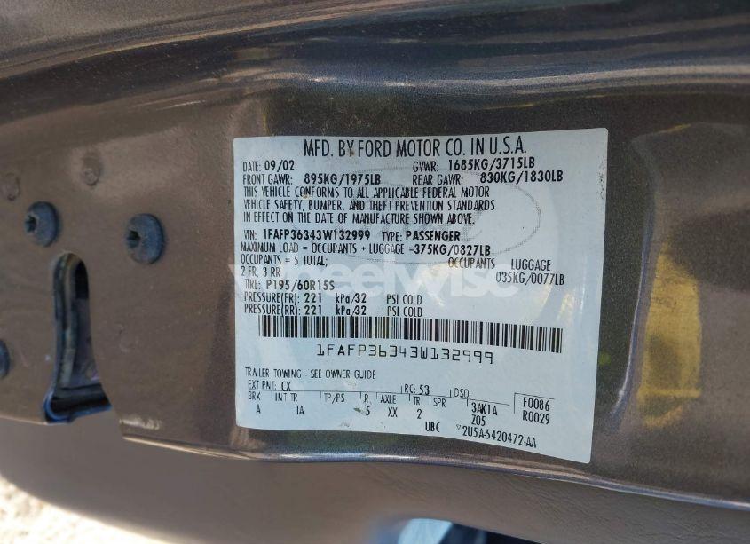 Photo 9 of 2003 Ford Focus SE/ZTW (VIN 1FAFP36343W132999)