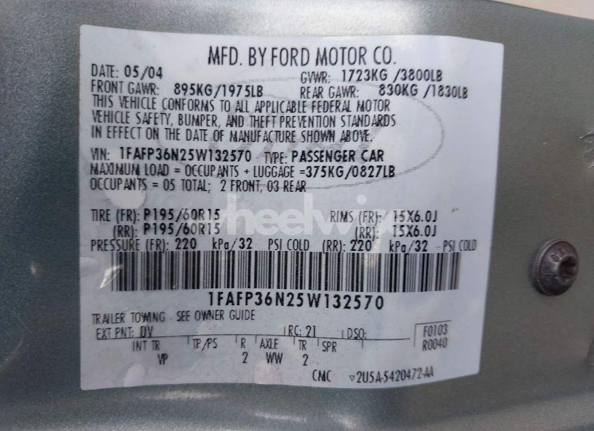 Photo 9 of 2005 Ford Focus ZXW (VIN 1FAFP36N25W132570)