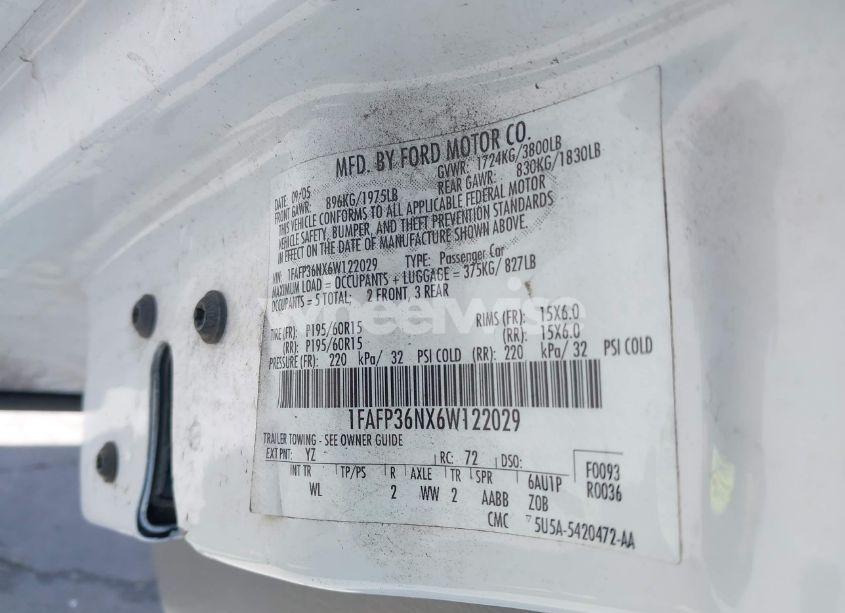 Photo 9 of 2006 Ford Focus ZXW (VIN 1FAFP36NX6W122029)