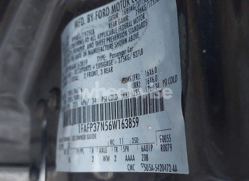 Photo 9 of 2006 Ford Focus ZX5 (VIN 1FAFP37N56W163859)