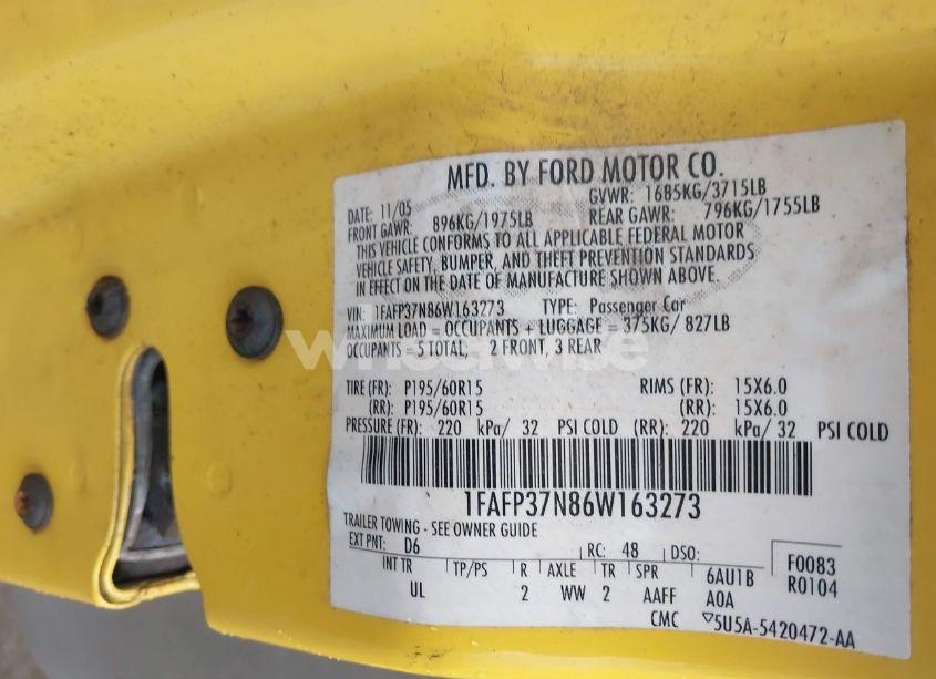 Photo 9 of 2006 Ford Focus ZX5 (VIN 1FAFP37N86W163273)