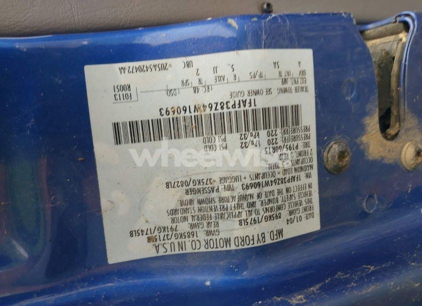 Photo 9 of 2004 Ford Focus ZTS (VIN 1FAFP38Z64W160693)