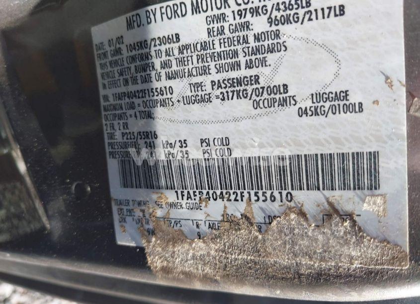 Photo 9 of 2002 Ford Mustang (VIN 1FAFP40422F155610)