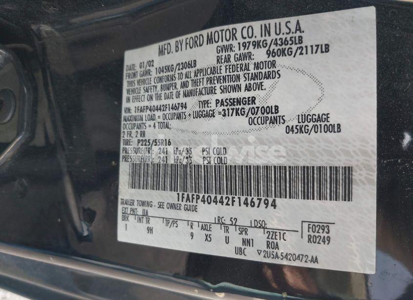 Photo 9 of 2002 Ford Mustang (VIN 1FAFP40442F146794)