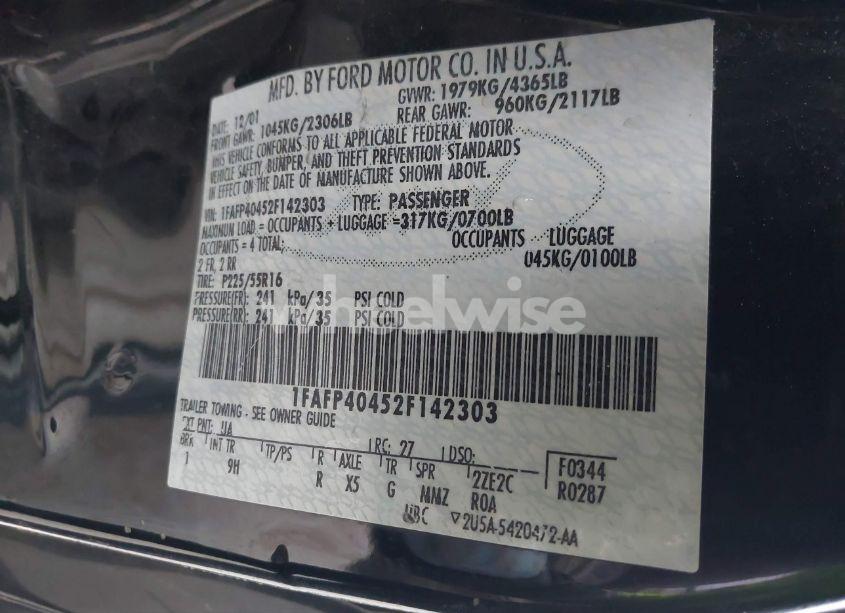 Photo 9 of 2002 Ford Mustang (VIN 1FAFP40452F142303)