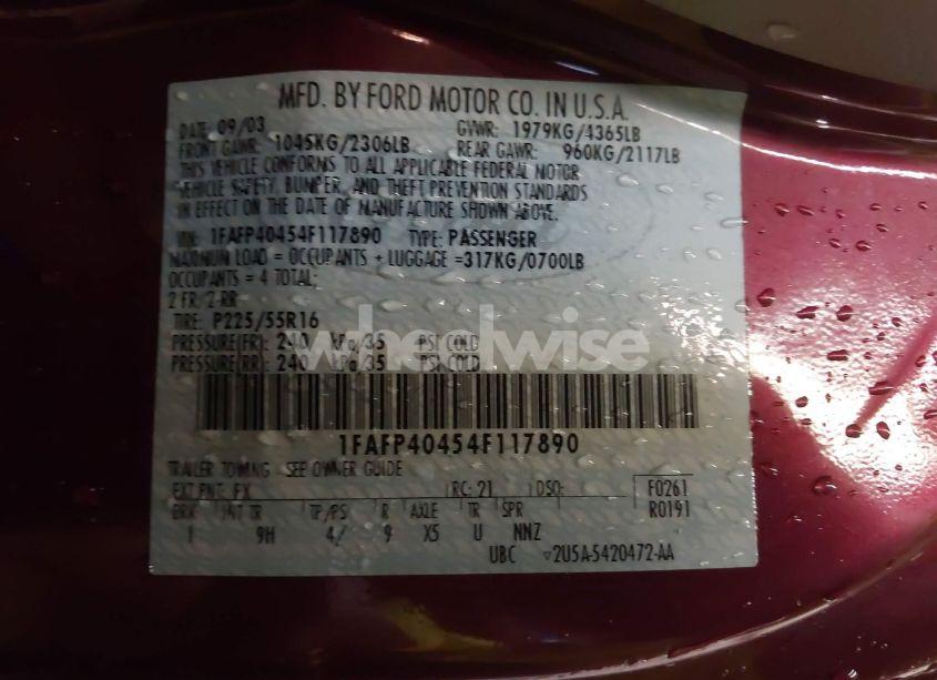 Photo 9 of 2004 Ford Mustang (VIN 1FAFP40454F117890)