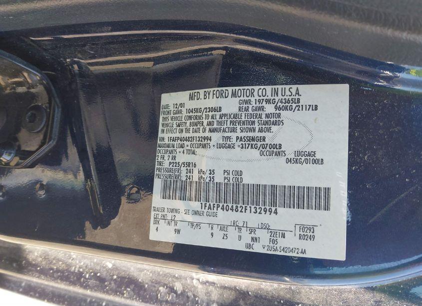 Photo 9 of 2002 Ford Mustang (VIN 1FAFP40482F132994)