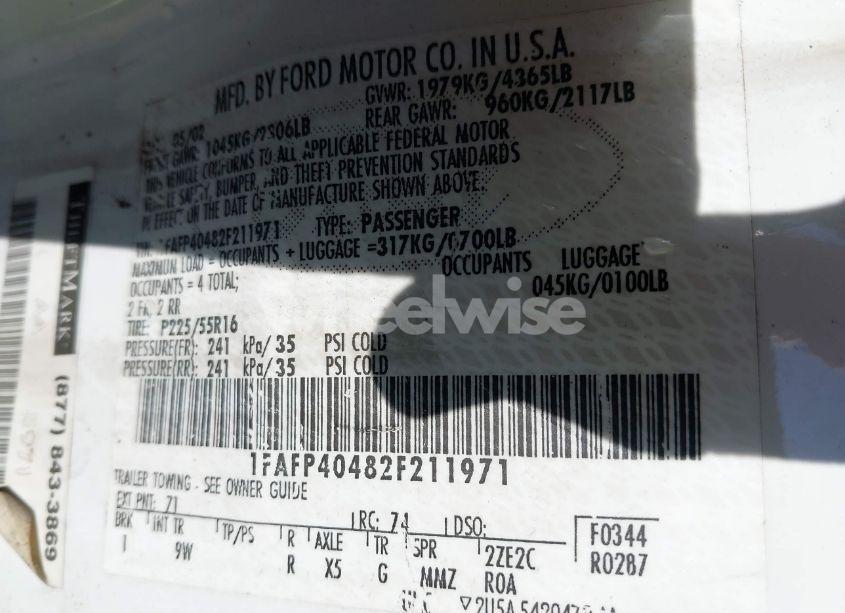 Photo 9 of 2002 Ford Mustang (VIN 1FAFP40482F211971)