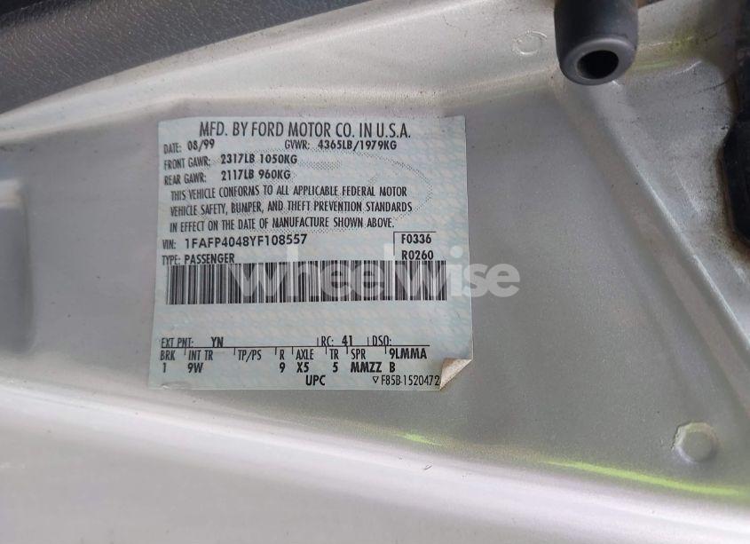 Photo 9 of 2000 Ford Mustang (VIN 1FAFP4048YF108557)