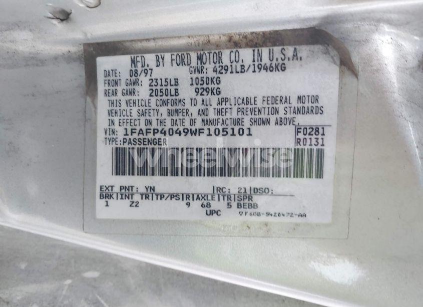 Photo 9 of 1998 Ford Mustang (VIN 1FAFP4049WF105101)