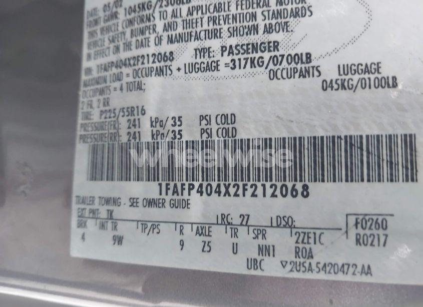 Photo 9 of 2002 Ford Mustang (VIN 1FAFP404X2F212068)