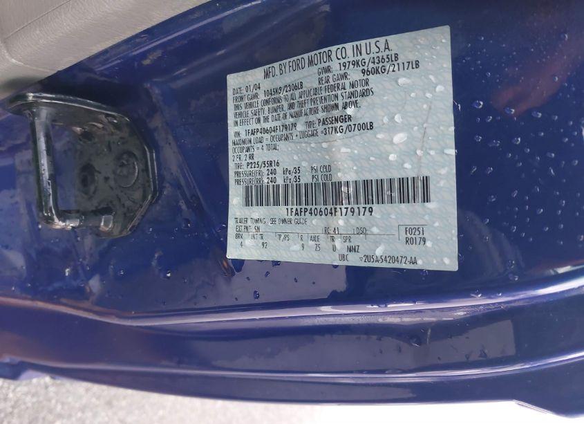 Photo 9 of 2004 Ford Mustang (VIN 1FAFP40604F179179)