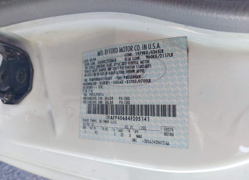 Photo 9 of 2004 Ford Mustang (VIN 1FAFP40684F205141)