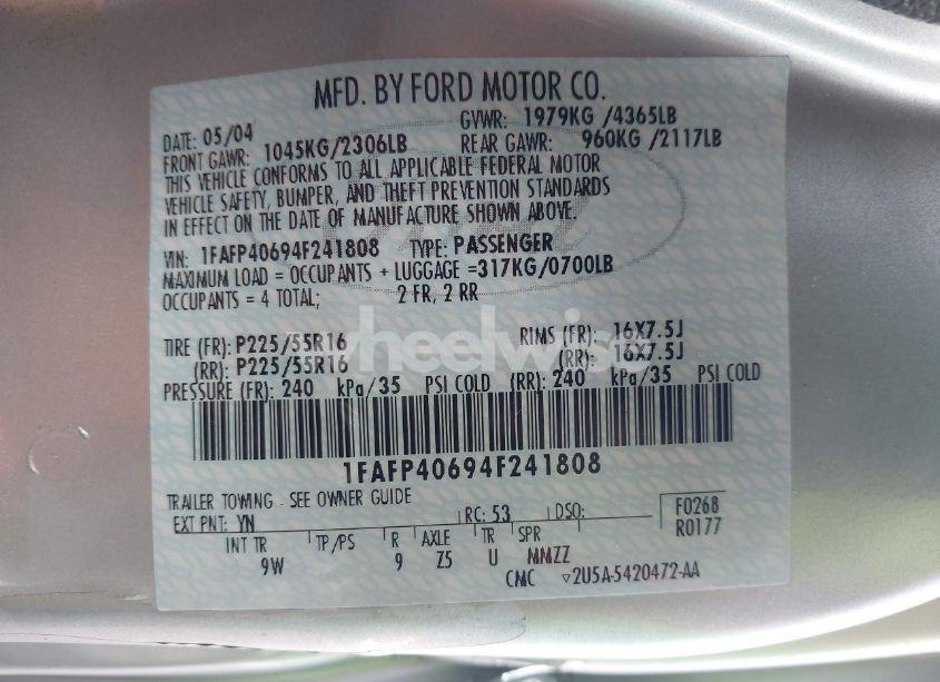 Photo 9 of 2004 Ford Mustang (VIN 1FAFP40694F241808)