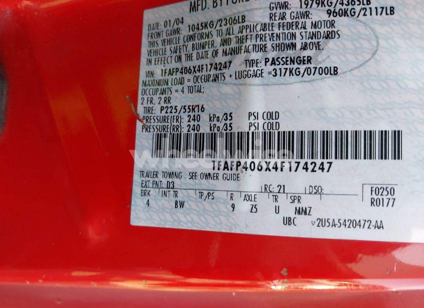 Photo 9 of 2004 Ford Mustang (VIN 1FAFP406X4F174247)