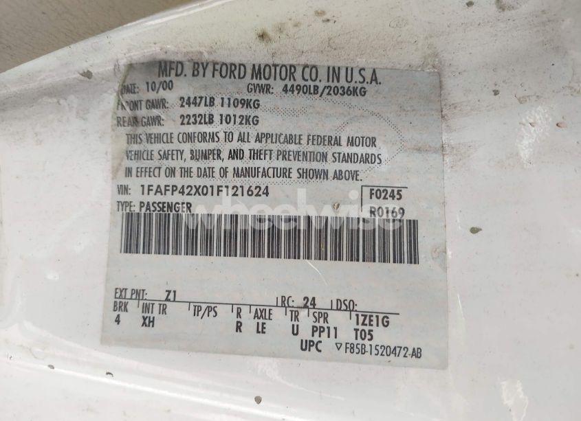 Photo 9 of 2001 Ford Mustang GT (VIN 1FAFP42X01F121624)