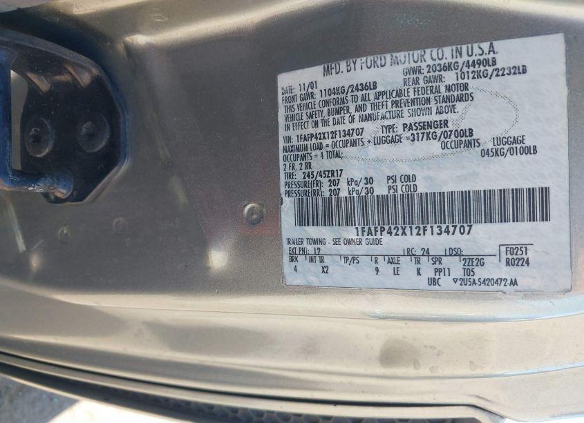 Photo 9 of 2002 Ford Mustang GT (VIN 1FAFP42X12F134707)