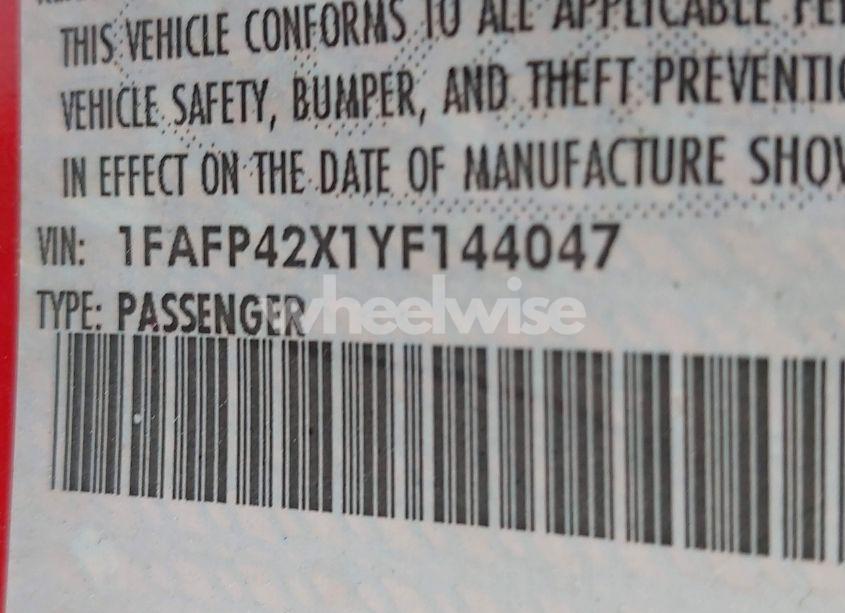 Photo 9 of 2000 Ford Mustang GT (VIN 1FAFP42X1YF144047)