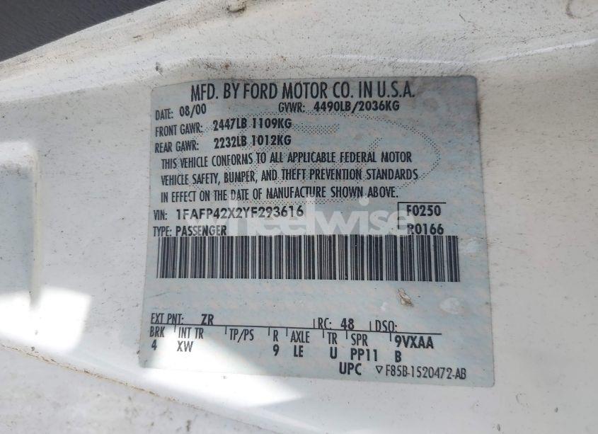 Photo 9 of 2000 Ford Mustang GT (VIN 1FAFP42X2YF293616)