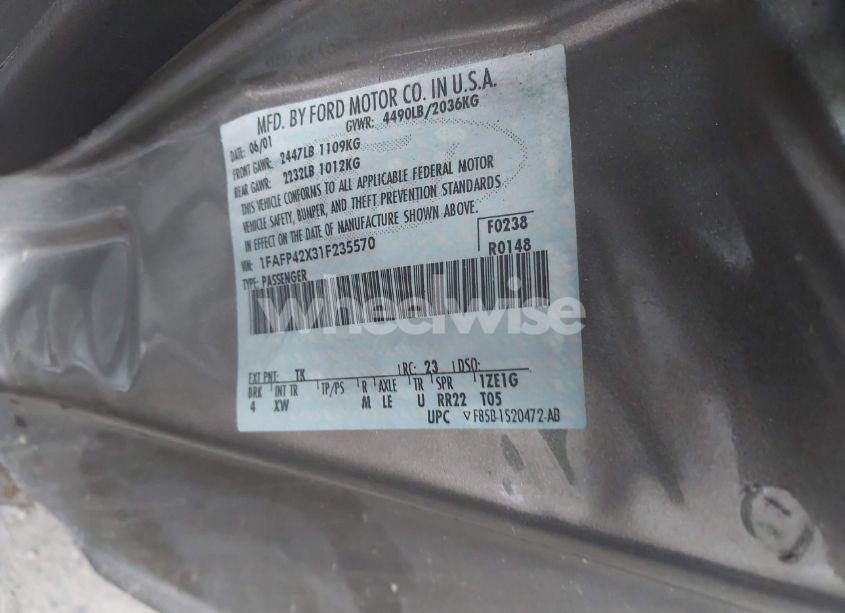 Photo 9 of 2001 Ford Mustang GT (VIN 1FAFP42X31F235570)