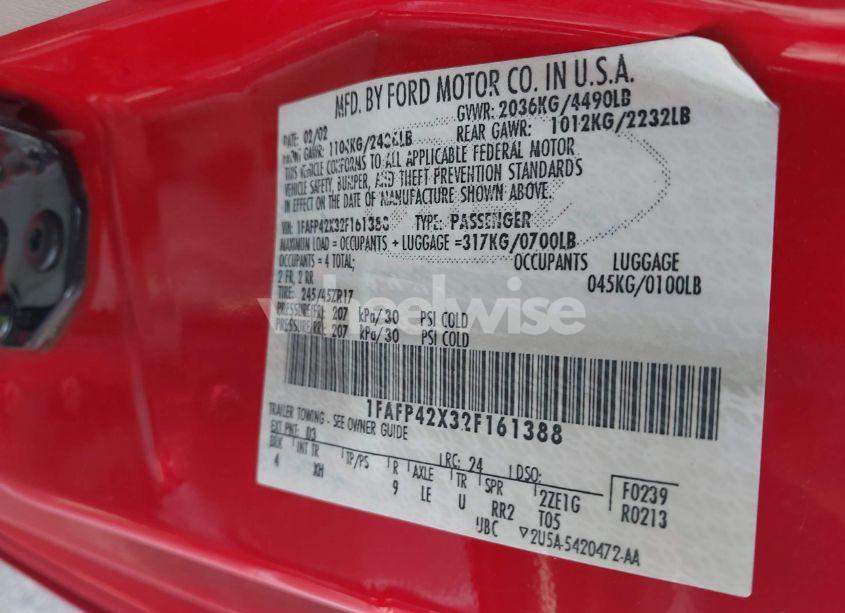 Photo 9 of 2002 Ford Mustang GT (VIN 1FAFP42X32F161388)